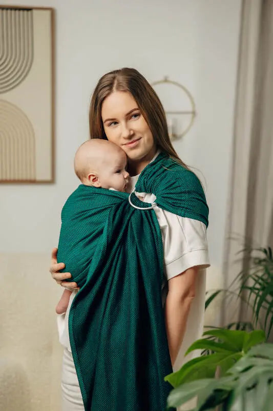 Ring Sling - EMERALD - 100% Cotton - Herringbone Weave -  with gathered shoulder - standard 1.8m - Woven Baby Title - Default Title   ring_slings    #