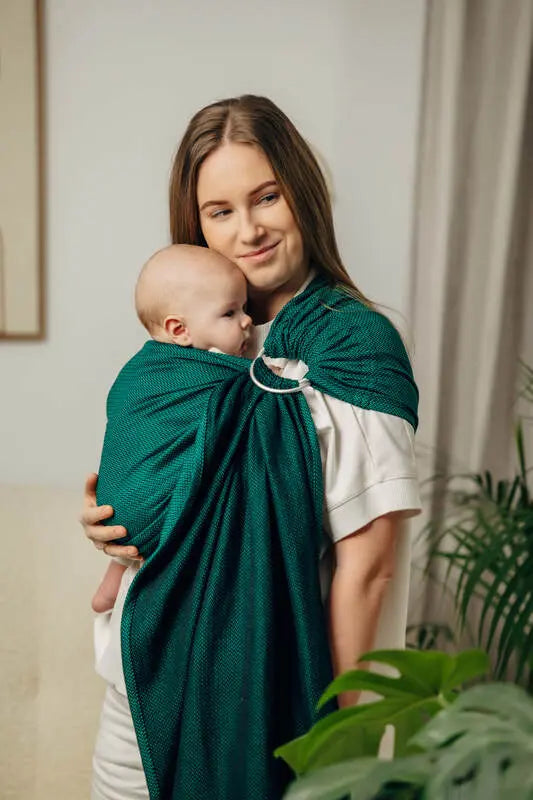 Ring Sling - EMERALD - 100% Cotton - Herringbone Weave -  with gathered shoulder - standard 1.8m - Woven Baby Title - Default Title   ring_slings    #