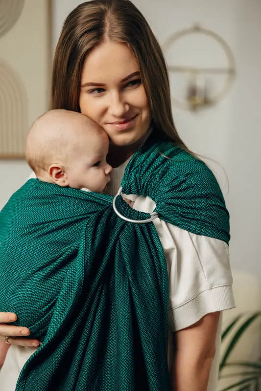 Ring Sling - EMERALD - 100% Cotton - Herringbone Weave -  with gathered shoulder - standard 1.8m - Woven Baby Title - Default Title   ring_slings    #