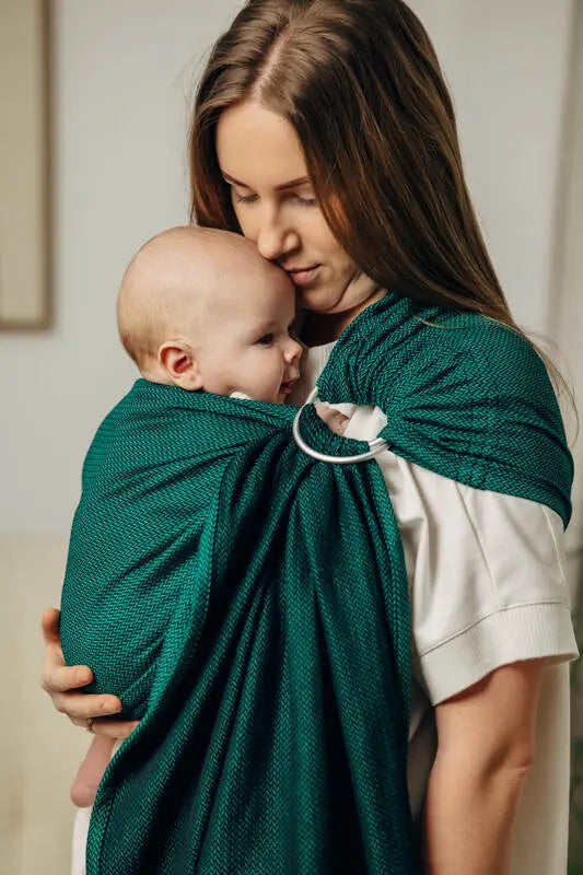 Ring Sling - EMERALD - 100% Cotton - Herringbone Weave -  with gathered shoulder - standard 1.8m - Woven Baby Title - Default Title   ring_slings    #