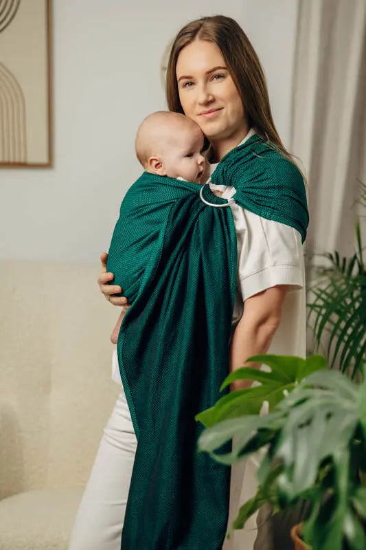 Ring Sling - EMERALD - 100% Cotton - Herringbone Weave -  with gathered shoulder - standard 1.8m - Woven Baby    ring_slings    #