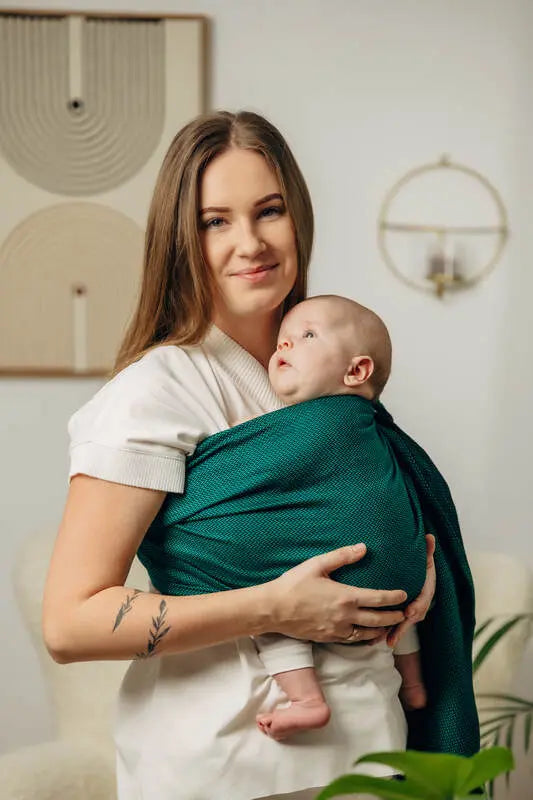 Ring Sling - EMERALD - 100% Cotton - Herringbone Weave -  with gathered shoulder - standard 1.8m - Woven Baby    ring_slings    #