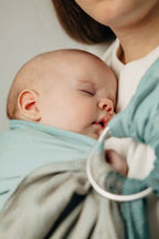 My First Ring Sling, Herringbone Weave (100% cotton) - with gathered shoulder - LITTLE HERRINGBONE BABY MINT - standard 1.8m (grade B) - Woven Baby    ring_slings    #