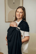 Ring Sling, Herringbone Weave (100% cotton) - with gathered shoulder - LITTLE HERRINGBONE EBONY BLACK - standard 1.8m