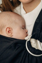 Ring Sling, Herringbone Weave (100% cotton) - with gathered shoulder - LITTLE HERRINGBONE EBONY BLACK - standard 1.8m - Woven Baby    ring_slings    #