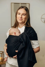 Ring Sling, Herringbone Weave (100% cotton) - with gathered shoulder - LITTLE HERRINGBONE EBONY BLACK - standard 1.8m - Woven Baby    ring_slings    #