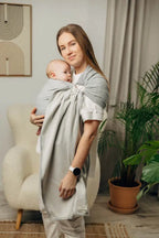 Ring Sling, Herringbone Weave (100% cotton) - with gathered shoulder - LITTLE HERRINGBONE GREY - standard 1.8m - Woven Baby    ring_slings    #