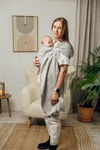 Ring Sling, Herringbone Weave (100% cotton) - with gathered shoulder - LITTLE HERRINGBONE GREY - standard 1.8m (grade B) - Woven Baby Default Title   ring_slings    #