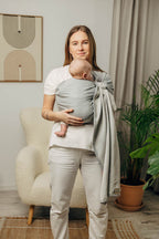 Ring Sling, Herringbone Weave (100% cotton) - with gathered shoulder - LITTLE HERRINGBONE GREY - standard 1.8m (grade B) - Woven Baby Default Title   ring_slings    #