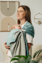 My First Ring Sling, Herringbone Weave (100% cotton) - with gathered shoulder - LITTLE HERRINGBONE BABY MINT - standard 1.8m (grade B) - Woven Baby    ring_slings    #