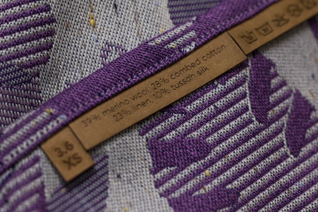 Baby Wrap, Jacquard Weave (39% merino wool, 28% combed cotton, 23% linen, 10% tussah silk) - EXPERIMENT no. 35 - Woven Baby XS - 4   long_woven_wraps    #