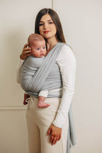Baby Sling, Herringbone Weave (100% cotton) - LITTLE HERRINGBONE GREY (grade B) - Woven Baby M - 6   long_woven_wraps    #