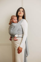 Baby Sling, Herringbone Weave (100% cotton) - LITTLE HERRINGBONE GREY (grade B) - Woven Baby M - 6   long_woven_wraps    #