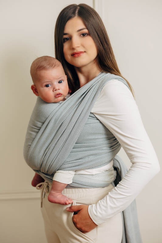 Baby Sling, Herringbone Weave (100% cotton) - LITTLE HERRINGBONE GREY (grade B) - Woven Baby M - 6   long_woven_wraps    #