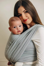 Baby Sling, Herringbone Weave (100% cotton) - LITTLE HERRINGBONE GREY - Woven Baby XS - 4   long_woven_wraps    #