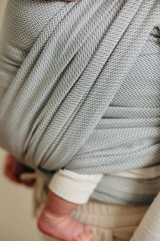 Baby Sling, Herringbone Weave (100% cotton) - LITTLE HERRINGBONE GREY - Woven Baby Size - L-Size - M-Size - S-Size - XL-Size - XS   long_woven_wraps    #