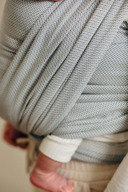 Baby Sling, Herringbone Weave (100% cotton) - LITTLE HERRINGBONE GREY (grade B) - Woven Baby M - 6   long_woven_wraps    #