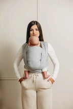 Baby Sling, Herringbone Weave (100% cotton) - LITTLE HERRINGBONE GREY - Woven Baby XS - 4   long_woven_wraps    #