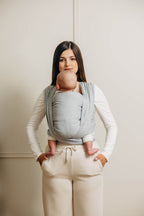 Baby Sling, Herringbone Weave (100% cotton) - LITTLE HERRINGBONE GREY (grade B) - Woven Baby M - 6   long_woven_wraps    #