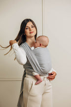 Baby Sling, Herringbone Weave (100% cotton) - LITTLE HERRINGBONE GREY (grade B) - Woven Baby M - 6   long_woven_wraps    #
