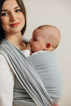Baby Sling, Herringbone Weave (100% cotton) - LITTLE HERRINGBONE GREY (grade B) - Woven Baby M - 6   long_woven_wraps    #