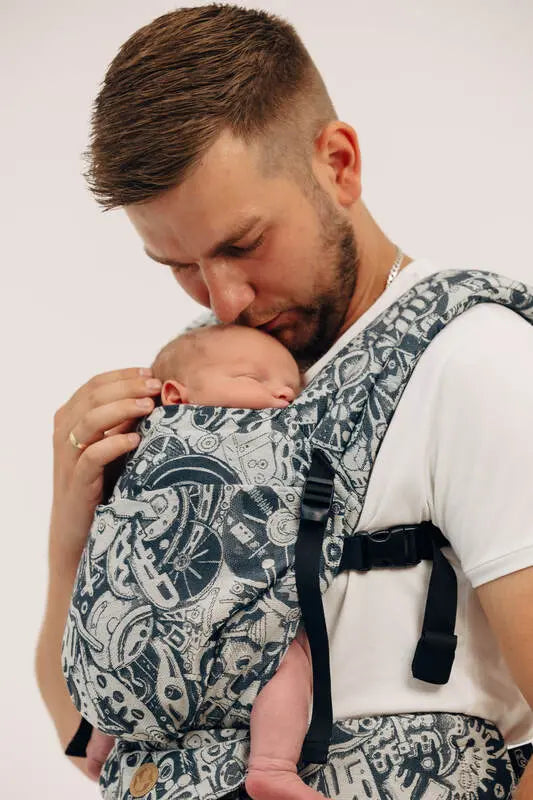 LennyLight Carrier, jacquard weave 100% cotton - CLOCKWORK - FIX IT - Woven Baby Size - Standard   lenny_light    #