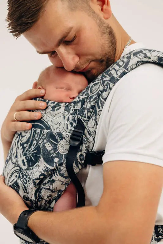 LennyLight Carrier, jacquard weave 100% cotton - CLOCKWORK - FIX IT - Woven Baby Standard   lenny_light    #