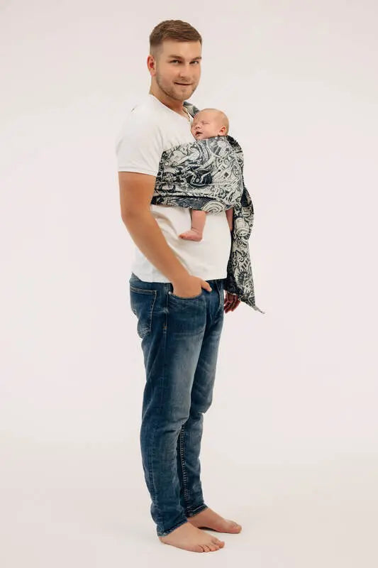 Ring Sling, Jacquard Weave (100% cotton), with gathered shoulder - CLOCKWORK - FIX IT - standard 1.8m - Woven Baby Title - Default Title   ring_slings    #
