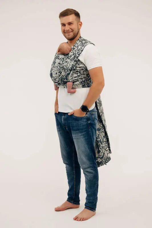 Baby Wrap, Jacquard Weave (100% cotton) - CLOCKWORK - FIX IT - Woven Baby Size - L-Size - M-Size - S-Size - XL-Size - XS   long_woven_wraps    #
