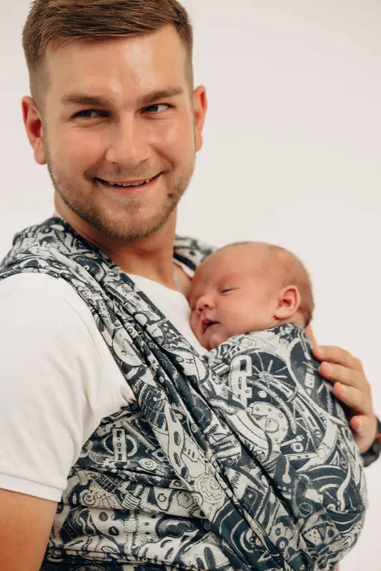 Baby Wrap, Jacquard Weave (100% cotton) - CLOCKWORK - FIX IT - Woven Baby Size - L-Size - M-Size - S-Size - XL-Size - XS   long_woven_wraps    #
