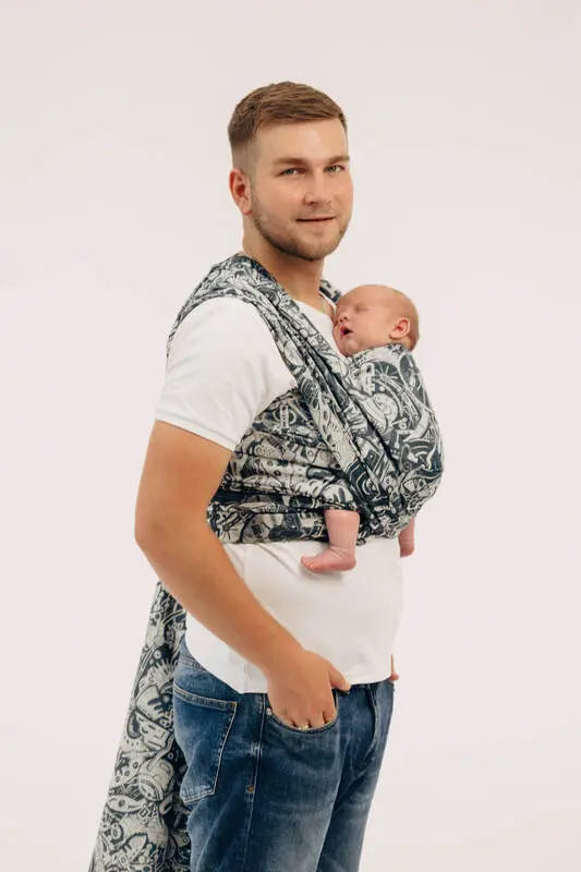 Baby Wrap, Jacquard Weave (100% cotton) - CLOCKWORK - FIX IT - Woven Baby XS - 4   long_woven_wraps    #