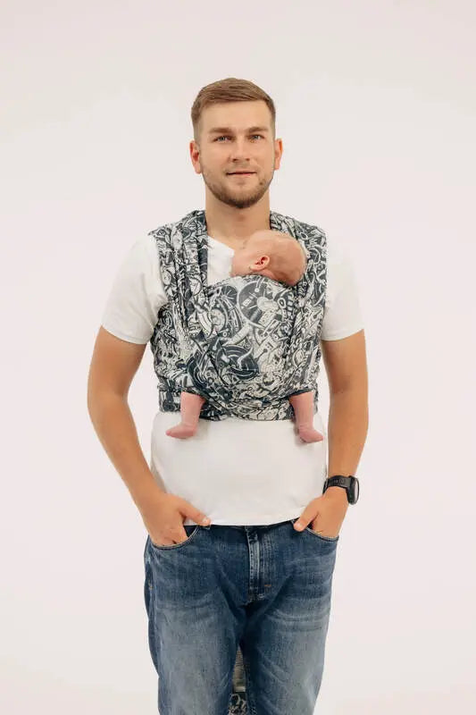 Baby Wrap, Jacquard Weave (100% cotton) - CLOCKWORK - FIX IT - Woven Baby XS - 4   long_woven_wraps    #