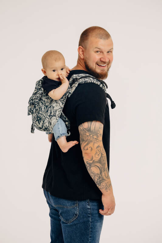 Lenny Buckle Onbuhimo PRO baby carrier, jacquard weave (100% cotton) - CLOCKWORK - FIX IT