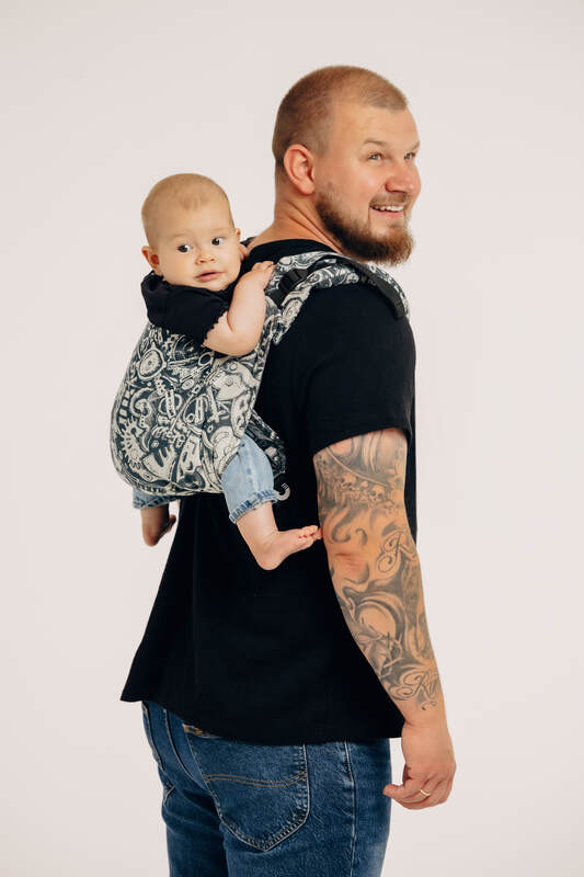 Lenny Buckle Onbuhimo PRO baby carrier, jacquard weave (100% cotton) - CLOCKWORK - FIX IT - Woven Baby Standard   buckle_onbu_pro_carriers    #