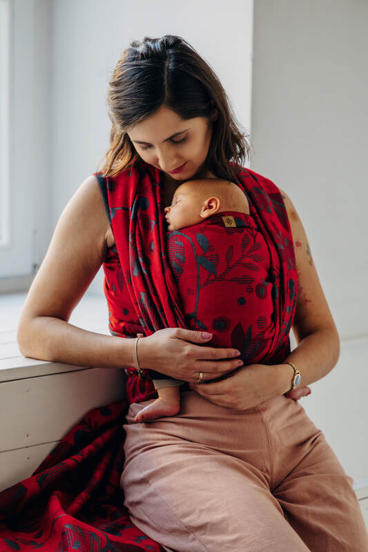 Baby Wrap, Jacquard Weave, (45% merino wool, 32% combed cotton, 23% mulberry silk) - EXPERIMENT no. 38 - Woven Baby M - 6   long_woven_wraps    #