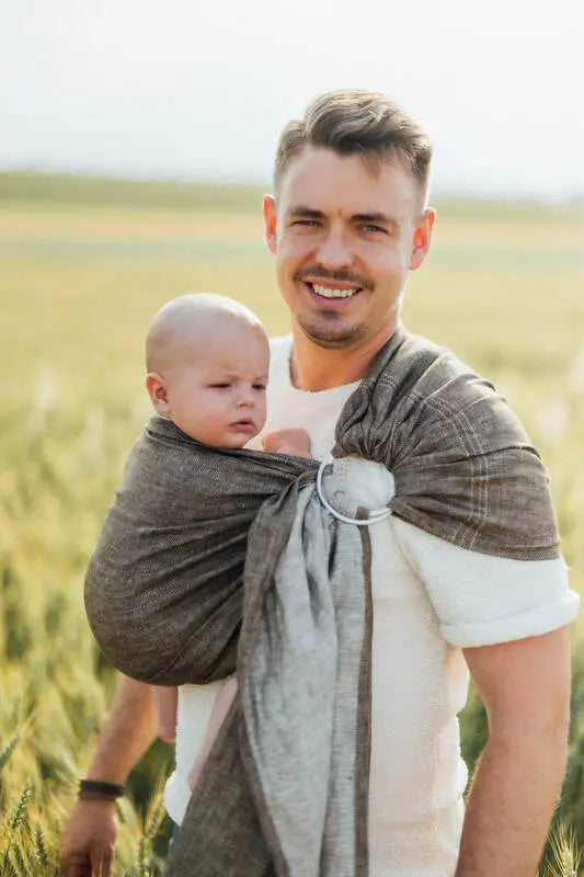 Ring Sling, Chevron Weave, with gathered shoulder (100% linen) - ARROW - WOOD - standard 1.8m - Woven Baby Title - Default Title   ring_slings    #