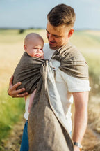 Ring Sling, Chevron Weave, with gathered shoulder (100% linen) - ARROW - WOOD - standard 1.8m - Woven Baby    ring_slings    #