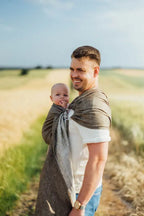 Ring Sling, Chevron Weave, with gathered shoulder (100% linen) - ARROW - WOOD - standard 1.8m - Woven Baby    ring_slings    #
