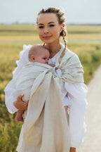 Ring Sling, Chevron Weave, with gathered shoulder (100% linen) - ARROW - WHISPER - standard 1.8m - Woven Baby    ring_slings    #