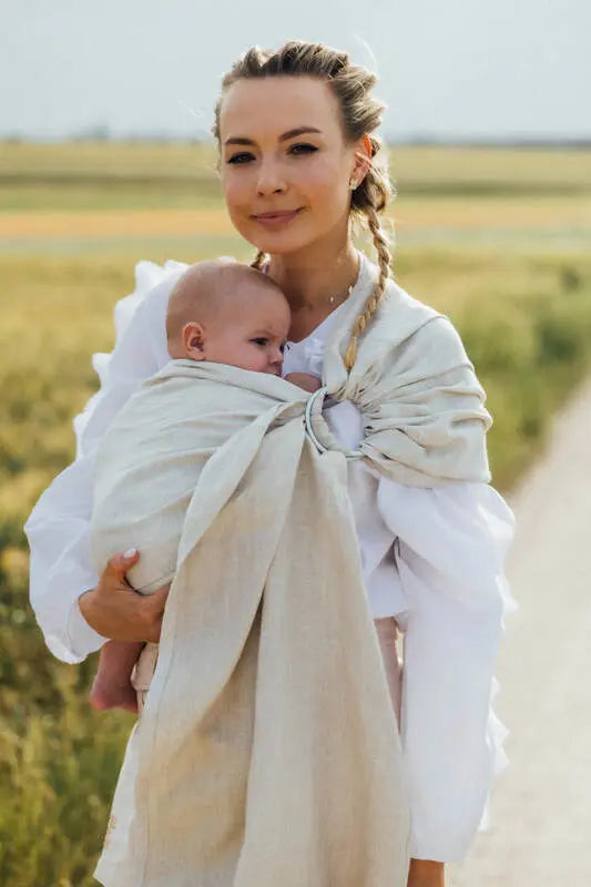 Ring Sling, Chevron Weave, with gathered shoulder (100% linen) - ARROW - WHISPER - standard 1.8m - Woven Baby Title - Default Title   ring_slings    #