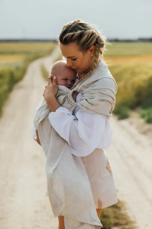 Ring Sling, Chevron Weave, with gathered shoulder (100% linen) - ARROW - WHISPER - standard 1.8m - Woven Baby Title - Default Title   ring_slings    #