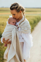 Ring Sling, Chevron Weave, with gathered shoulder (100% linen) - ARROW - WHISPER - standard 1.8m - Woven Baby    ring_slings    #