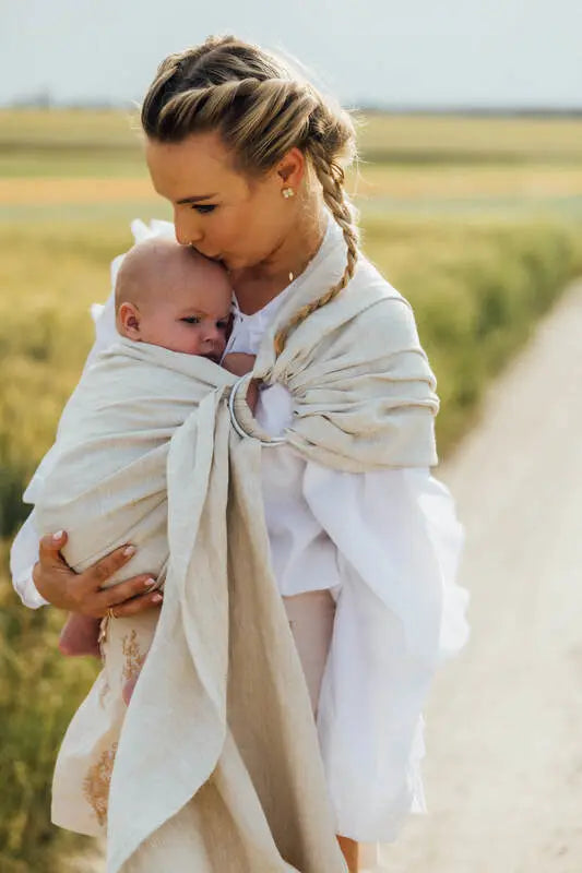 Ring Sling, Chevron Weave, with gathered shoulder (100% linen) - ARROW - WHISPER - standard 1.8m - Woven Baby Title - Default Title   ring_slings    #