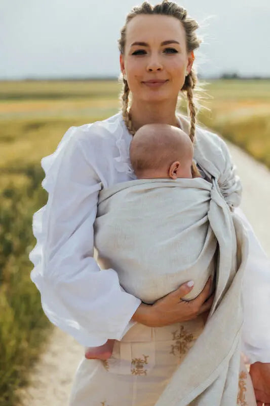 Ring Sling, Chevron Weave, with gathered shoulder (100% linen) - ARROW - WHISPER - standard 1.8m - Woven Baby Title - Default Title   ring_slings    #