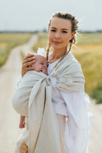 Ring Sling, Chevron Weave, with gathered shoulder (100% linen) - ARROW - WHISPER - standard 1.8m - Woven Baby    ring_slings    #