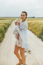 Ring Sling, Chevron Weave, with gathered shoulder (100% linen) - ARROW - WHISPER - standard 1.8m - Woven Baby    ring_slings    #