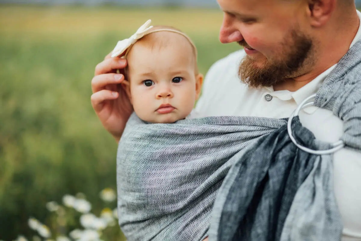 Ring Sling, Chevron Weave, with gathered shoulder (100% linen) - ARROW - WAVE - standard 1.8m - Woven Baby Title - Default Title   ring_slings    #