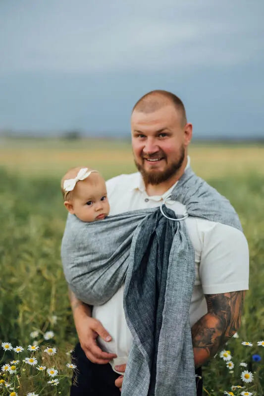 Ring Sling, Chevron Weave, with gathered shoulder (100% linen) - ARROW - WAVE - standard 1.8m - Woven Baby    ring_slings    #