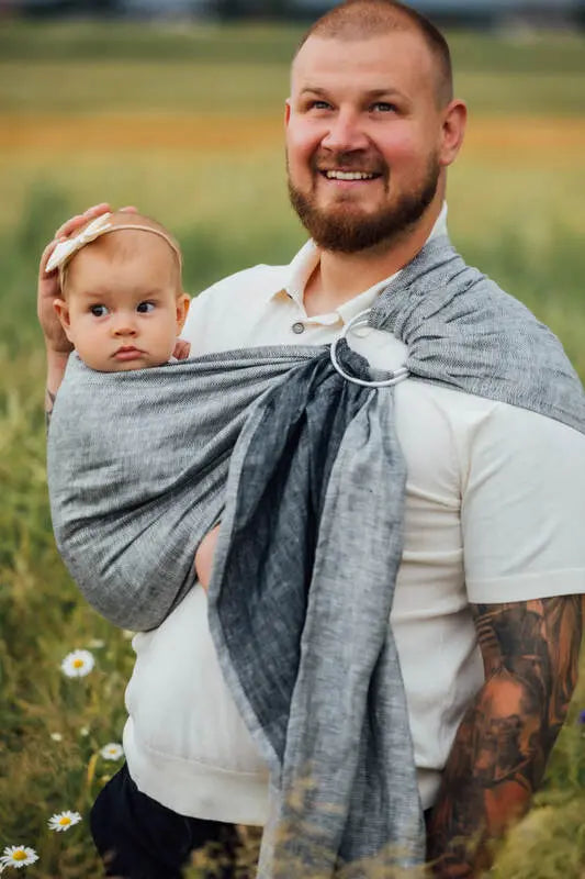 Ring Sling, Chevron Weave, with gathered shoulder (100% linen) - ARROW - WAVE - standard 1.8m - Woven Baby    ring_slings    #