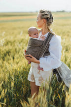 Baby Wrap, chevron weave (100% linen) - ARROW - WOOD - Woven Baby XS - 4   long_woven_wraps    #